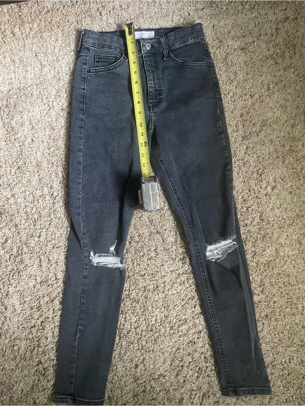 Topshop Black Skinny Jeans with Knee Rips